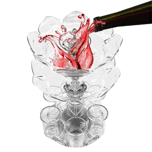 Schnapsspender mit Gläsern, Acryl Alkoholspender mit 6 Schnapsgläsern, Getränkespender Bar Schnapsgetränkespender, Schnapsglasspender und Halter mit Glassesa für Zuhause, Bar, Festival von COMFOLIVING
