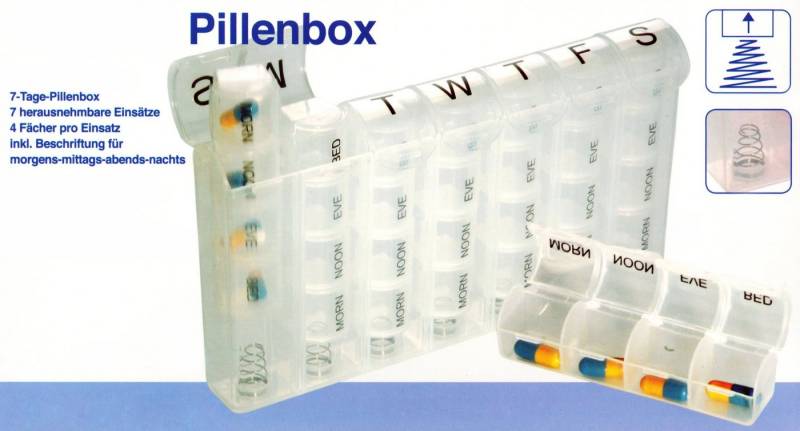 COMFORT AID Pillendose 7 Tage PILLENBOX Pillendose Tablettenbox Medikamentenbox 95 (Weiss), Pillen Dose Box von COMFORT AID