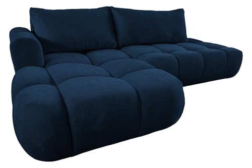 Ecksofa mit Schlaffunktion LUNA L-Form, Sofa Couch mit Bettkasten, 3-Sitzer Eckcouch, Schlafsofa für Wohnzimmer, Big Sofa Couch mit Schlaffunktion (Blau, Ottomane Links) von COMFORTINO FURNITURE