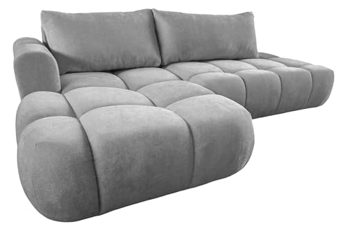 Ecksofa mit Schlaffunktion LUNA L-Form, Sofa Couch mit Bettkasten, 3-Sitzer Eckcouch, Schlafsofa für Wohnzimmer, Big Sofa Couch mit Schlaffunktion (Hellgrau, Ottomane Links) von COMFORTINO FURNITURE