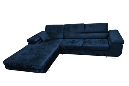 Ecksofa mit Schlaffunktion Rodrigo L-Form, Sofa Couch mit Bettkasten, 3-Sitzer Eckcouch, Schlafsofa für Wohnzimmer, Big Sofa Couch mit Schlaffunktion (Blau, Ottomane Links) von COMFORTINO FURNITURE