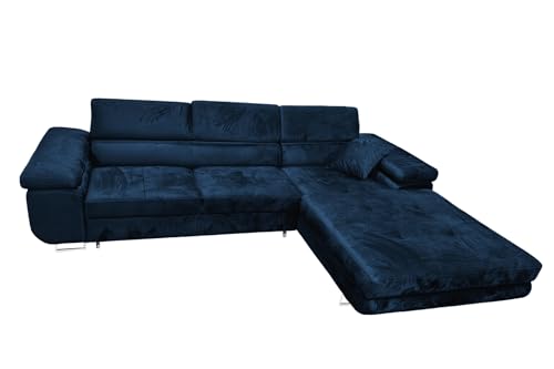 Ecksofa mit Schlaffunktion Rodrigo L-Form, Sofa Couch mit Bettkasten, 3-Sitzer Eckcouch, Schlafsofa für Wohnzimmer, Big Sofa Couch mit Schlaffunktion (Blau, Ottomane Rechts) von COMFORTINO FURNITURE