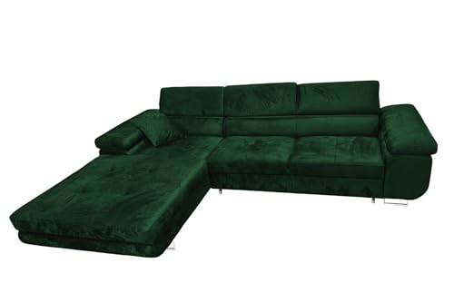 Ecksofa mit Schlaffunktion Rodrigo L-Form, Sofa Couch mit Bettkasten, 3-Sitzer Eckcouch, Schlafsofa für Wohnzimmer, Big Sofa Couch mit Schlaffunktion (Grün, Ottomane Links) von COMFORTINO FURNITURE