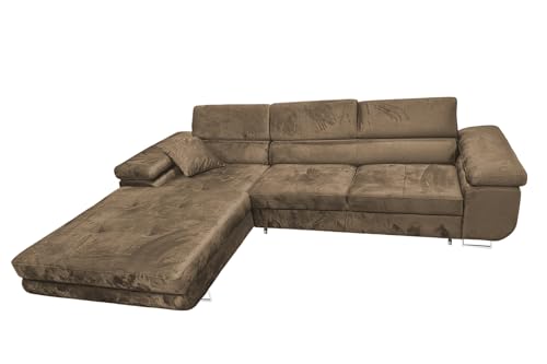 Ecksofa mit Schlaffunktion Rodrigo L-Form, Sofa Couch mit Bettkasten, 3-Sitzer Eckcouch, Schlafsofa für Wohnzimmer, Big Sofa Couch mit Schlaffunktion (Hellbraun, Ottomane Links) von COMFORTINO FURNITURE