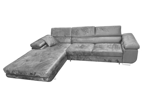 Ecksofa mit Schlaffunktion Rodrigo L-Form, Sofa Couch mit Bettkasten, 3-Sitzer Eckcouch, Schlafsofa für Wohnzimmer, Big Sofa Couch mit Schlaffunktion (Hellgrau, Ottomane Links) von COMFORTINO FURNITURE