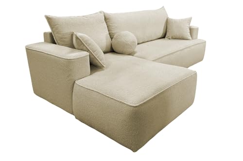 COMFORTINO INDUSTRIAL FURNITURE Ecksofa mit Schlaffunktion Paris L-Form, Sofa Couch mit Bettkasten, Eckcouch, Schlafsofa für Wohnzimmer, Big Sofa Couch mit Schlaffunktion (Beige, Ottomane Links) von COMFORTINO INDUSTRIAL FURNITURE