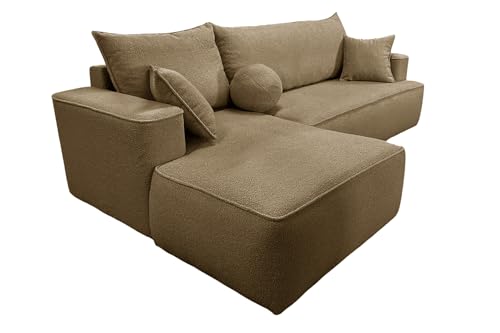 COMFORTINO INDUSTRIAL FURNITURE Ecksofa mit Schlaffunktion Paris L-Form, Sofa Couch mit Bettkasten, Eckcouch, Schlafsofa für Wohnzimmer, Big Sofa Couch mit Schlaffunktion (Braun, Ottomane Links) von COMFORTINO FURNITURE