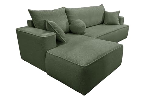 COMFORTINO INDUSTRIAL FURNITURE Ecksofa mit Schlaffunktion Paris L-Form, Sofa Couch mit Bettkasten, Eckcouch, Schlafsofa für Wohnzimmer, Big Sofa Couch mit Schlaffunktion (Grün, Ottomane Links) von COMFORTINO INDUSTRIAL FURNITURE