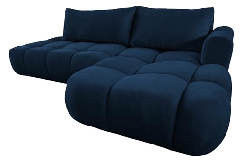 Ecksofa mit Schlaffunktion LUNA L-Form, Sofa Couch mit Bettkasten, 3-Sitzer Eckcouch, Schlafsofa für Wohnzimmer, Big Sofa Couch mit Schlaffunktion (Blau, Ottomane Rechts) von COMFORTINO FURNITURE