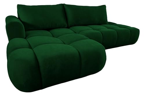 Ecksofa mit Schlaffunktion LUNA L-Form, Sofa Couch mit Bettkasten, 3-Sitzer Eckcouch, Schlafsofa für Wohnzimmer, Big Sofa Couch mit Schlaffunktion (Grün, Ottomane Links) von COMFORTINO FURNITURE