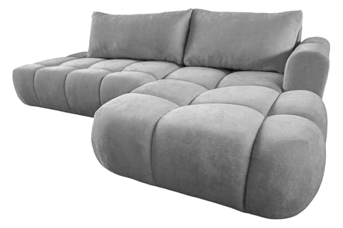 Ecksofa mit Schlaffunktion LUNA L-Form, Sofa Couch mit Bettkasten, 3-Sitzer Eckcouch, Schlafsofa für Wohnzimmer, Big Sofa Couch mit Schlaffunktion (Hellgrau, Ottomane Rechts) von COMFORTINO INDUSTRIAL FURNITURE