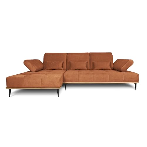 COMFTY-CO. Ecksofa Houston – XXL Sofa 287x104x43 cm - L-Form mit verstellbaren Lehnen – Big Sofa 3-Sitzer für Wohnzimmer modern - Links - Samt Braun von COMFTY-CO.
