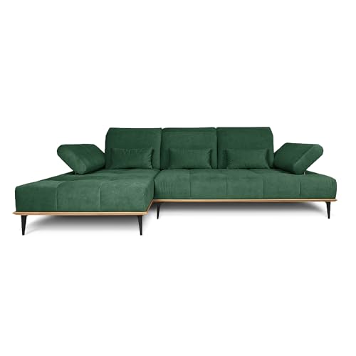 COMFTY-CO. Ecksofa Houston – XXL Sofa 287x104x43 cm - L-Form mit verstellbaren Lehnen – Big Sofa 3-Sitzer für Wohnzimmer modern - Links - Samt Grün von COMFTY-CO.