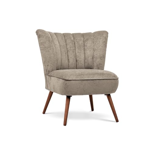 COMFTY-CO. Sessel Blanc – Moderner Relaxsessel – Lounge Sessel 71x78x44 cm mit Rundrücken für Wohnzimmer & Büro - Samt Beige von COMFTY-CO.