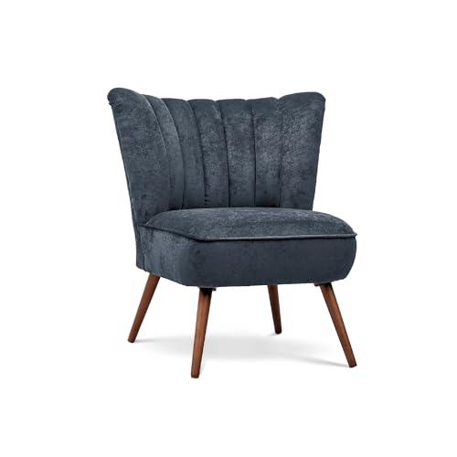COMFTY-CO. Sessel Blanc – Moderner Relaxsessel – Lounge Sessel 71x78x44 cm mit Rundrücken für Wohnzimmer & Büro - Samt Dunkelgrau von COMFTY-CO.