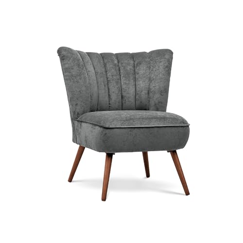COMFTY-CO. Sessel Blanc – Moderner Relaxsessel – Lounge Sessel 71x78x44 cm mit Rundrücken für Wohnzimmer & Büro - Samt Grau von COMFTY-CO.