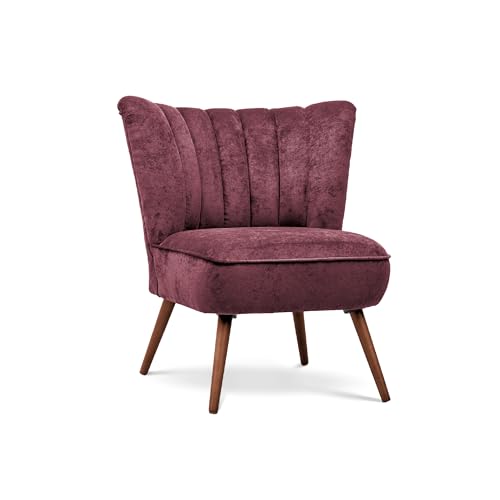 COMFTY-CO. Sessel Blanc – Moderner Relaxsessel – Lounge Sessel 71x78x44 cm mit Rundrücken für Wohnzimmer & Büro - Samt Rotwein von COMFTY-CO.
