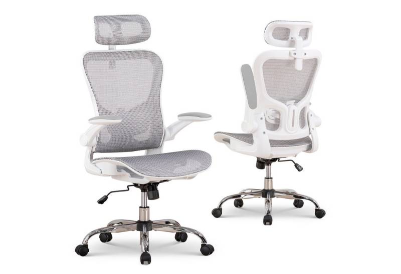 COMHOMA Bürostuhl Ergonomisch, Schreibtischstuhl mit Verstellbarer Kopf-/Armlehnenstütze, Lendenwirbelstütze, Gaming Stuhl Wippfunktion, Chefsessel aus Mesh von COMHOMA