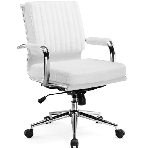 COMHOMA Bürostuhl Ergonomischer Schreibtischstuhl Atmungsaktiver Stoff Schminktisch Stuhl Chefsessel, Drehstuhl mit Armlehnen, Höhenverstellbar Bürostuhl mit Wippfunktion für Office Home (Weiß-Teddy) COMHOMA Bürostuhl Ergonomischer Schreibtischstuhl Atmungsaktiver Stoff Schminktisch Stuhl Chefsessel, Drehstuhl mit Armlehnen, Höhenverstellbar Bürostuhl mit Wippfunktion für Office Home (Weiß-Teddy) von COMHOMA