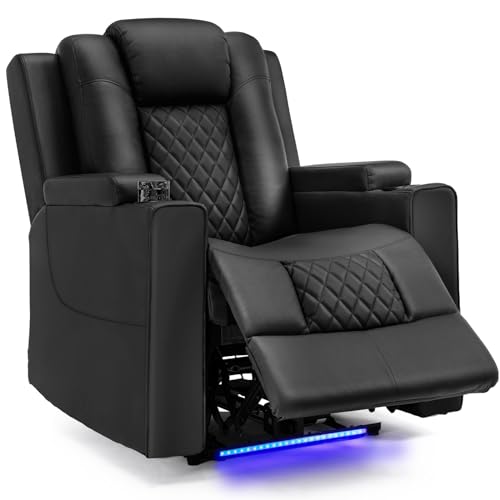 COMHOMA Fernsehsessel Relaxsessel mit Liegefunktion Relaxsessel & -liegen mit LED, Elektrisch Verstellbar TV Sessel bis 150kg mit Massagefunktion Wohnzimmer Schlafzimmer Heimkino Schwarz von COMHOMA