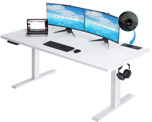 COMHOMA Höhenverstellbarer Schreibtisch 160x70 cm mit USB-Buchse und Haken, Elektrisch Verstellbarer Computertisch, Steh-Sitztisch Stehpult Stehschreibtisch Weiß COMHOMA Höhenverstellbarer Schreibtisch 160x70 cm mit USB-Buchse und Haken, Elektrisch Verstellbarer Computertisch, Steh-Sitztisch Stehpult Stehschreibtisch Weiß von COMHOMA
