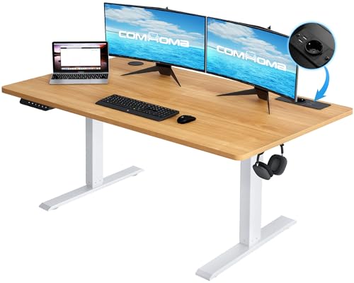 COMHOMA Höhenverstellbarer Schreibtisch 160x70 cm mit USB-Buchse und Haken, Elektrisch Verstellbarer Computertisch, Steh-Sitztisch Stehpult Stehschreibtisch braun COMHOMA Höhenverstellbarer Schreibtisch 160x70 cm mit USB-Buchse und Haken, Elektrisch Verstellbarer Computertisch, Steh-Sitztisch Stehpult Stehschreibtisch braun von COMHOMA