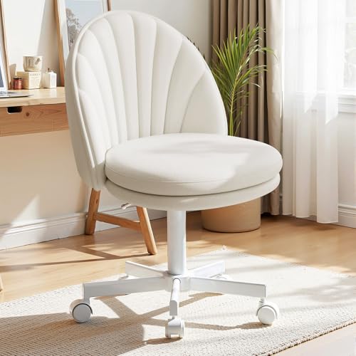 COMHOMA Homeoffice Stuhl, Schminkstuhl, Schreibtischstuhl ohne Armlehnen, Drehstuhl mit Rückenstütze, Bequemer Bürostuhl auf Rollen, Höhenverstellbarer Home Office Stuhl,Kunstleder Weiß COMHOMA Homeoffice Stuhl, Schminkstuhl, Schreibtischstuhl ohne Armlehnen, Drehstuhl mit Rückenstütze, Bequemer Bürostuhl auf Rollen, Höhenverstellbarer Home Office Stuhl,Kunstleder Weiß von COMHOMA