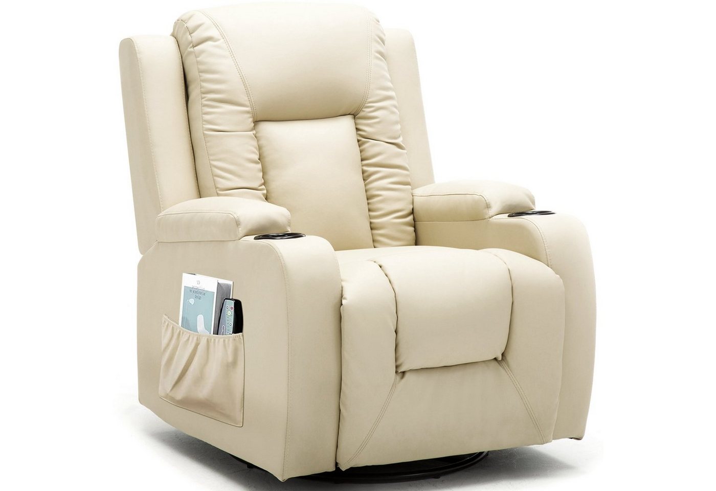 COMHOMA Relaxsessel TV Sessel mit Massage/Wippfun-und Wärmefunktion Heizung-Rückenlehne, mit 2 Seitentaschen und Getränkehalter von COMHOMA