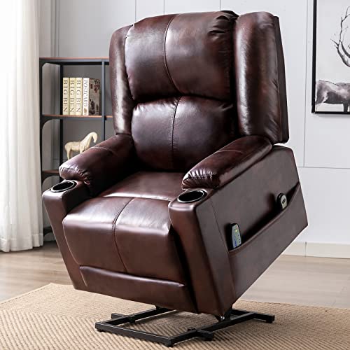 COMHOMA elektrischer Aufstehsessel, Relaxsessel Fernsehsessel Massagesessel mit Liegefunktion Sessel mit Aufstehhilfe Powerlift-Liegestuhl für ältere Menschen braun von COMHOMA