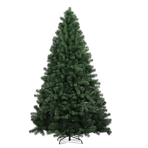 COMHOMA künstlicher Weihnachtsbaum Weihnachtsdeko 195cm PVC Material mit 1000+ Spitzen Thickened Branches Foldable abziehbar mit robuster Sockel Zweige automatisch zusammenziehen Tanne gelbgrün von COMHOMA