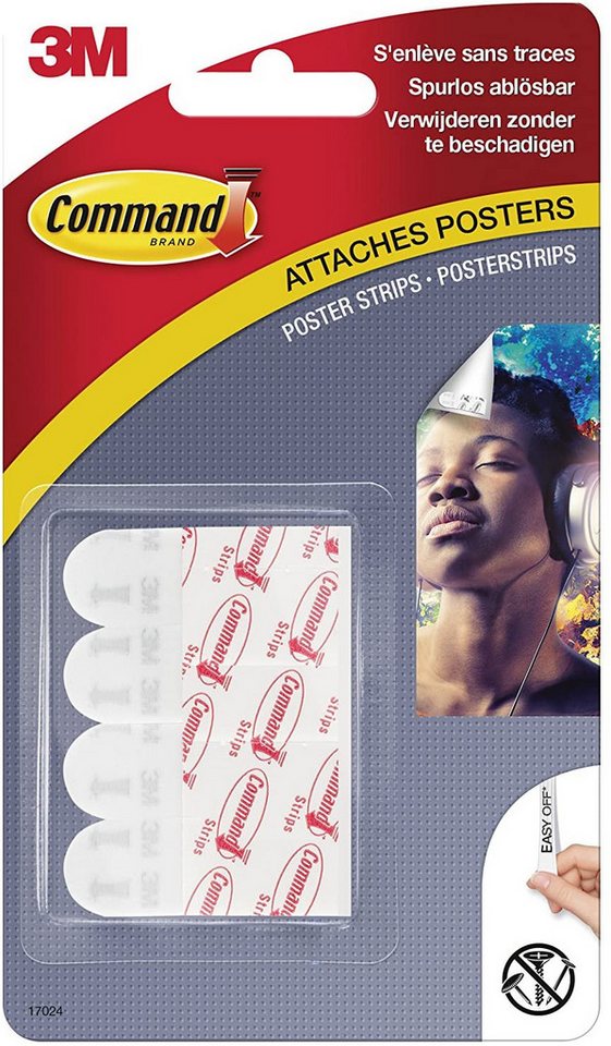 COMMAND Klebehaken Command 17024FGN 3M Klebestreifen Poster Strips Größe: S, weiß COMMAND Klebehaken Command 17024FGN 3M Klebestreifen Poster Strips Größe: S, weiß von COMMAND