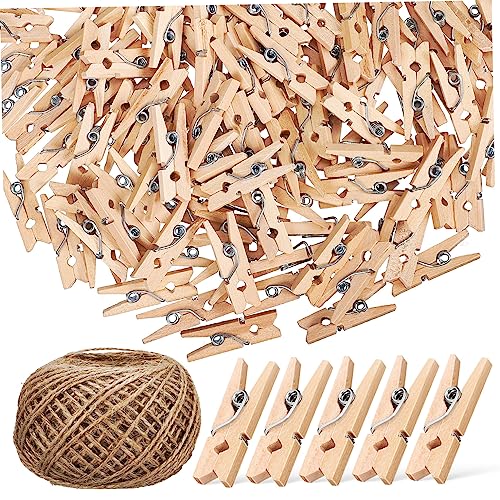 COMNESTBI 1rolle Natur-Jute Schnur Mit Holzklammern Vielseitige Gartenschnur Für -projekte Basteln Dekoration Und Reißfest Und Langlebig von COMNESTBI