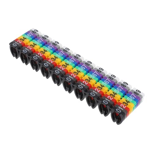 COMNESTBI 100Stücke Kabelmarkierungsset Bunte Drahtnummernetiketten mit Clip Design für Kabelidentifikation Organisation Kompatibel mit Kabeln für Elektronik von COMNESTBI