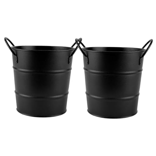 COMNESTBI 2 Stück Vorratsbehälter Mini-bleistifteimer Blecheimer Mit Henkeln Eimer Aus Metall Desktop-mülleimer Kleiner Eimer Tragbarer Eimer Desktop-bucket Kleiner Desktop-eimer Black Eisen von COMNESTBI