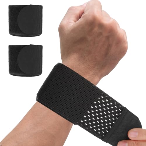 COMNICO 2 Stück Handgelenkbandage Kompressionsbandage, Sportmanschette Verstellbar Schmerzlinderung Sehnenentzündung elastisch Tennis Training Gewichtheben Bowling Handgelenk-Widget(schwarz) von COMNICO