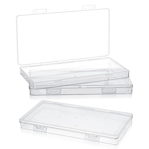 COMNICO 3 Stück Kleine Aufbewahrungsboxen Mini Rechteckige Klarem durchsichtigem Kunststoff Leere Aufbewahrungsbehälter mit Klappdeckel Scharnierdeckel für Perlen Schmuck Bastelartikel kleinteile von COMNICO