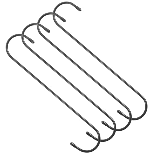 COMNICO 4 große S Haken schwarz strapazierfähig lange S Haken Verlängerungshaken zum Aufhängen von Pflanzen für Küchengeschirr Utensilien Töpfe Schränke von COMNICO