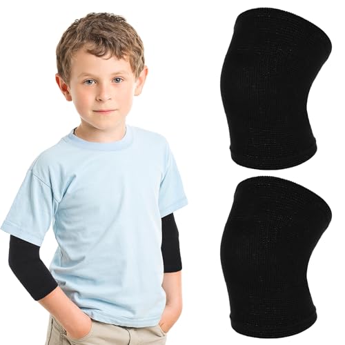 COMNICO Kinder-Ellenbogenbandage, Nylon-Strick Kompressions-Armmanschette Fitnessstudio Unterarm-Stützband Ellenbogenschoner für Jungen, Mädchen, Sport (Schwarz) von COMNICO