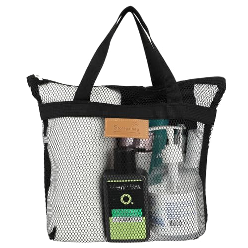 COMNICO Netz Duschablage Tragbare Tragetasche Schwarz Schnell Trocknend Hängende Duschtasche Bad Organizer für Studentenwohnheim Badezimmer Fitnessstudio Reisen Schwimmen von COMNICO