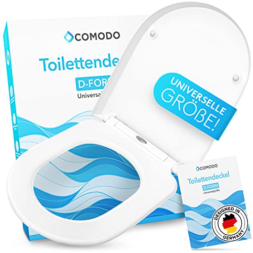 Comodo Toilettendeckel mit Absenkautomatik & Quick Release - Antibakterieller Klodeckel in D Form - Universeller WC Sitz aus Duroplast - Klobrille inkl. Montagezubehör von COMODO