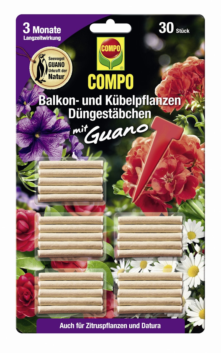 COMPO Balkon- und Kübelpflanzen Düngestäbchen mit GUANO von COMPO