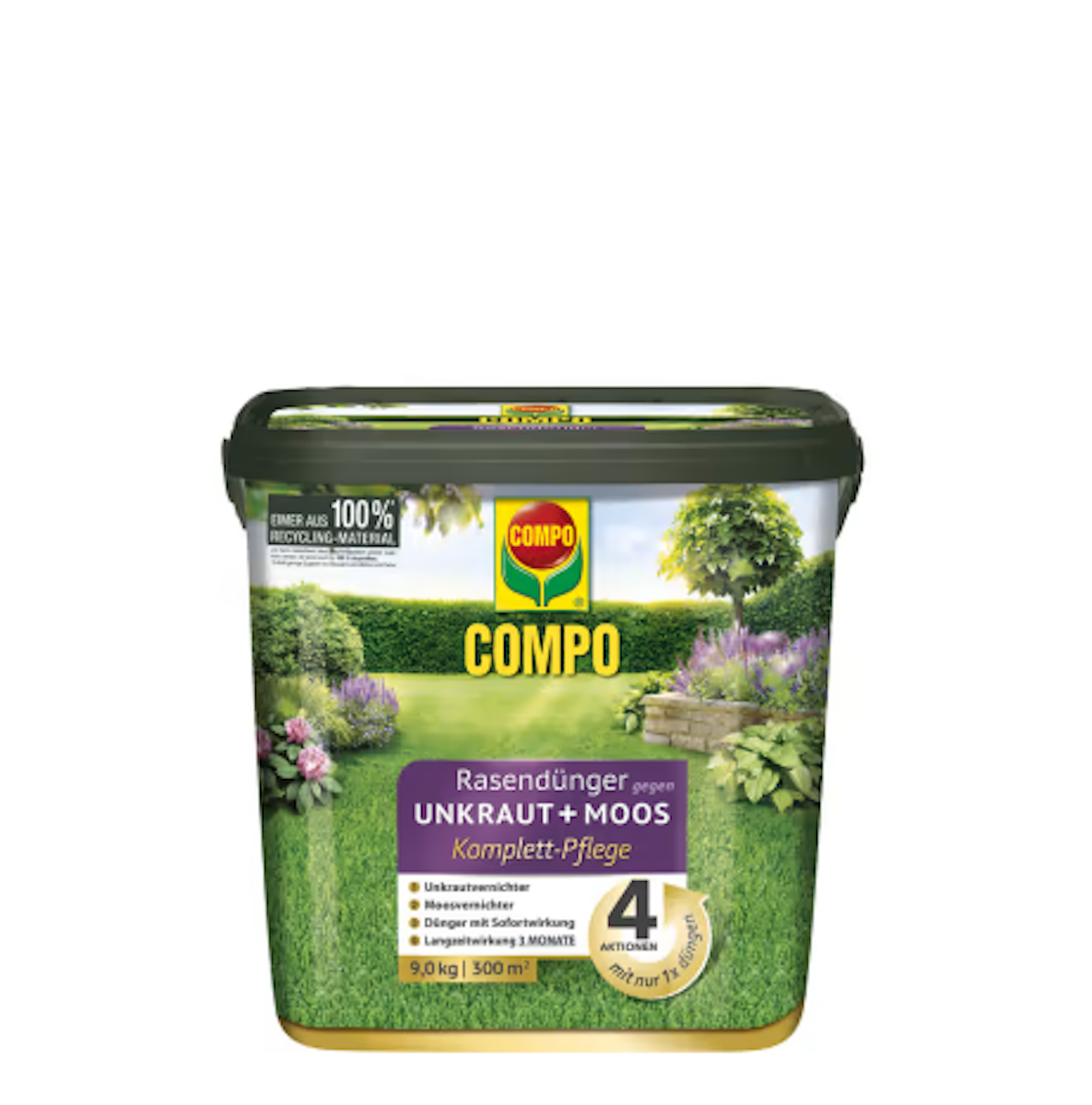 COMPO FLORANID® Rasendünger gegen Unkraut+Moos Komplett-Pflege 9 kg für 300 m² von COMPO