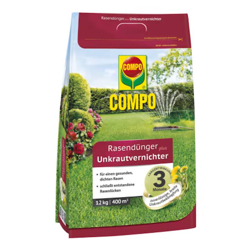 COMPO Rasendünger plus Unkrautvernichter 12 kg für 400 m² von COMPO