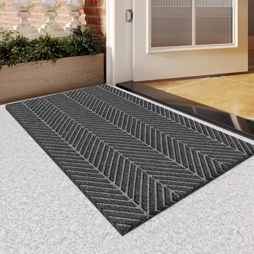 COMPOLICY Fußmatte, perfekte Größe - 40×60cm - rutschfeste Fussmatte innen, Schmutzfangmatte innen, Fußmatten innen für Eingang, Flur, Küche, Haustür und Treppenaufgänge, Grau von COMPOLICY