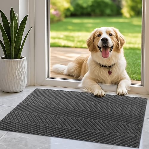 COMPOLICY Fußmatte, perfekte Größe - 50×80cm - rutschfeste Fussmatte innen, Schmutzfangmatte innen, Fußmatten innen für Eingang, Flur, Küche, Haustür und Treppenaufgänge, Grau von COMPOLICY