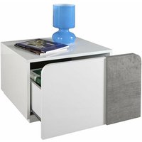 Composad - Kommode für Schlafzimmer in glänzend weisse und zement , Sideboard mit Metall Schubladenschienen -Nachttisch 1 Schublade von COMPOSAD