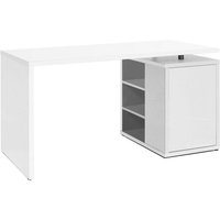 Schreibtisch für Büro und Schlafzimmer, mit Tür und 3 offenen Regalen 140 cm -Glänzend Weiß Groß Schreibtisch für Büro und Schlafzimmer, mit Tür und 3 offenen Regalen 140 cm -Glänzend Weiß Groß von COMPOSAD