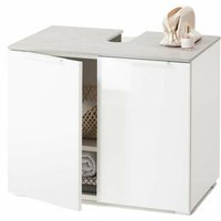 Glänzend weiß und Zement Waschbecken h 58 cm mit 2 Holztüren Glänzend weiß und Zement Waschbecken h 58 cm mit 2 Holztüren von COMPOSAD