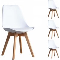 Set von 4 Stuhl Beine Holz Nordic Haus Kunstleder Polypropylen Weiß Holz von COMPRALO NEW