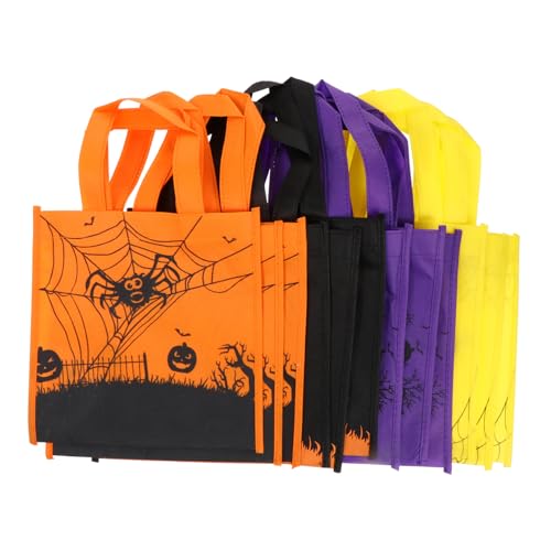 COMPUKAS 12 Stück Halloween Tragetaschen Für Kinderdekorationen Süßigkeitentüten Papiergriffe Partyzubehör Taschen Goodie Taschen Halloween Süßigkeitenverpackung von COMPUKAS
